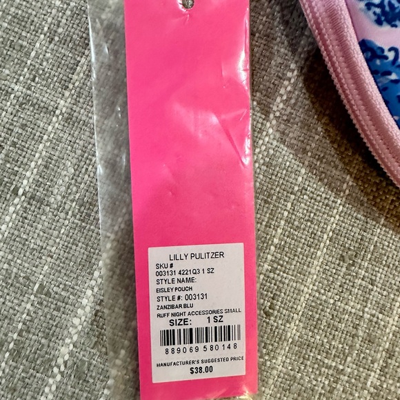 Lilly Pulitzer Pink and Blue Dog Print Makeup Pouch - Picture 5 of 6